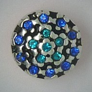 CHM032 - MINI Schmuckdruckknöpfe blau, türkise Steine