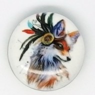 CH146 - Schmuck Druckknöpfe Fuchs mit Federn