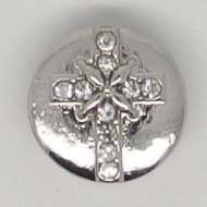  CHM012 - MINI Schmuckdruckknöpfe Kreuz glitzer weiss 