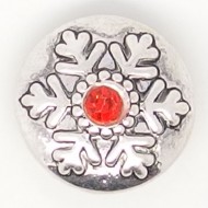 CHM054 - MINI Schmuckdruckknöpfe Schneeflocke roter Stein