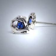 OS089 Ohrstecker aus Silber 2 Delfine blau