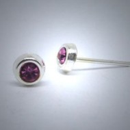 OS119 Ohrstecker aus Silber Stein rosa gr.