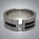 STR074 Ringe aus Edelstahl durchbrochen m. 1 Stein u. schwarzen streifen