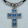 MK012 Ketten Kreuz 6 Steine blau