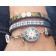 CHA009d - Wickelarmbänder für Schmuck Druckknöpfe glitzer , blau